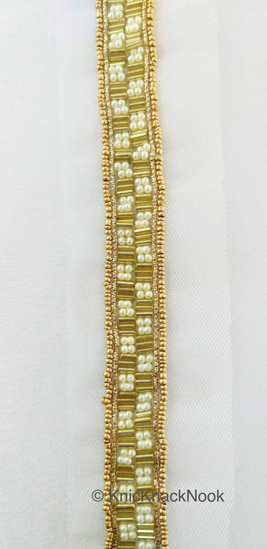 Wholesale Gold Beaded Trim, Pearl Trim, Embroidered Lace Trim